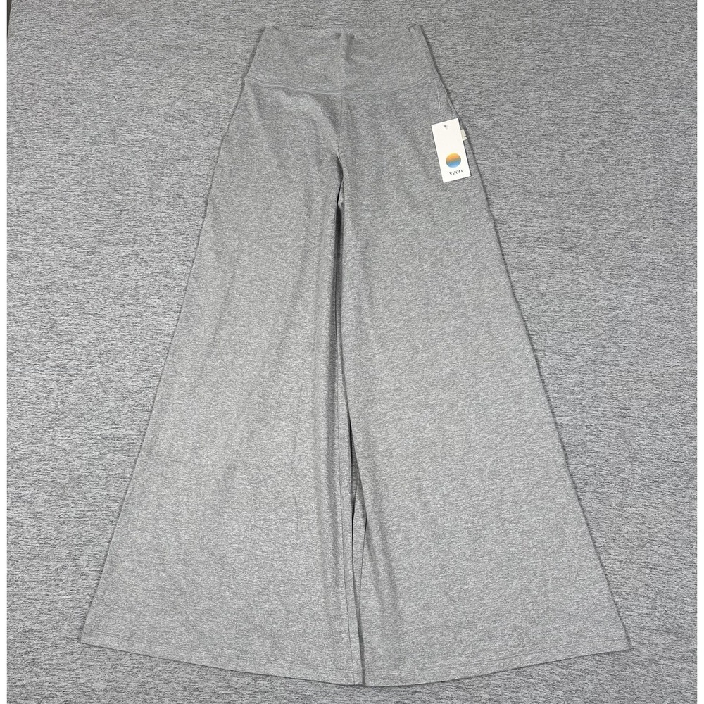 Vuori Halo Easy Wideleg Pants Womens Small Pale Gray Heather Pull On Stretch NEW